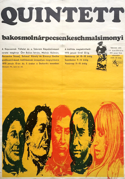 Quintett exhibition 1970 vintage Hungarian poster