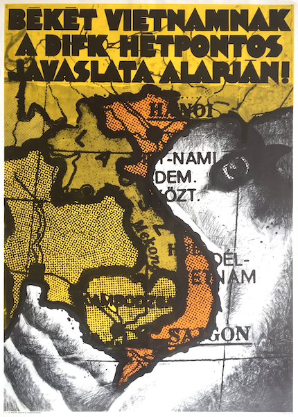 Gyorgy Kemeny - Peace for Vietnam based on the seven point proposal of the Provisional Revolutionary Government of the Republic of South Vietnam 1971 vintage Hungarian Vietnam war propaganda poster