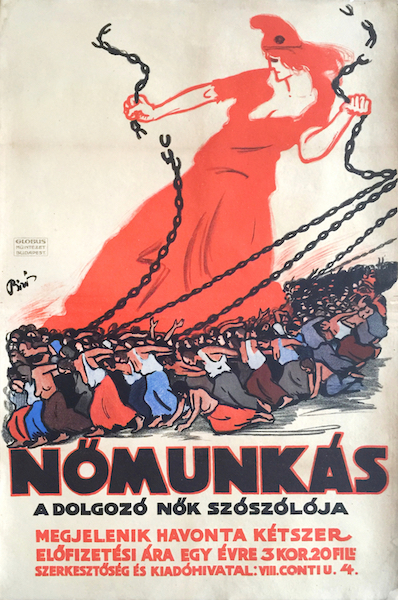 Mihaly Biro - Woman Worker 1918 vintage Hungarian advertising women's suffrage propaganda poster