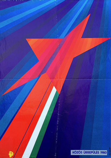 So-Ky - Soviet Hungarian joint space flight 1980 Soyuz 1979 vintage Hungarian event propaganda poster communist red star