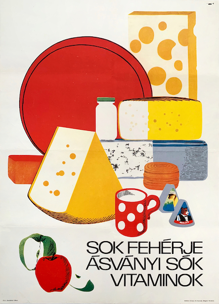 Dairy products - A lot of protein, minerals and vitamins 1968 vintage Hungarian commercial advertising nutrition propaganda poster