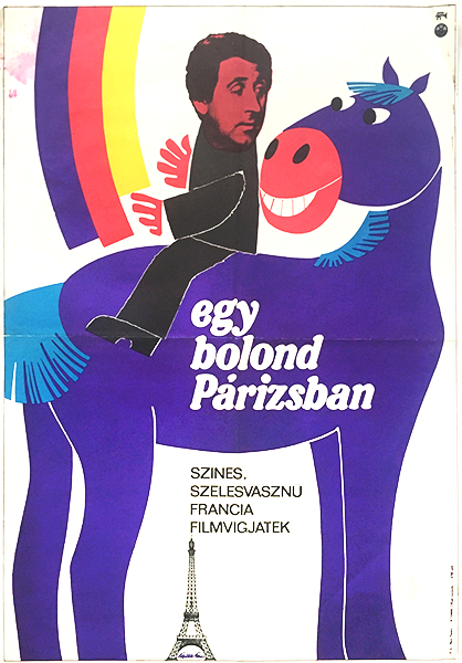 Lajos Vajda - Idiot in Paris 1972 vintage Hungarian movie poster released in 1973