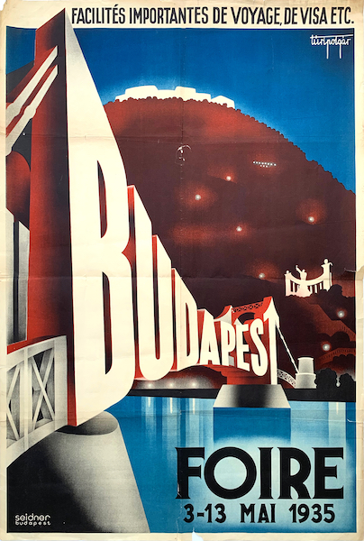 Istvan Turi Polgar - Budapest International Fair 1935 vintage Hungarian commercial event advertising travel poster