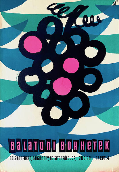 Andras Mate - Balaton Wine Week - Balatonfüred Badacsony Balatonföldvár 1958 vintage Hungarian travel event advertising poster