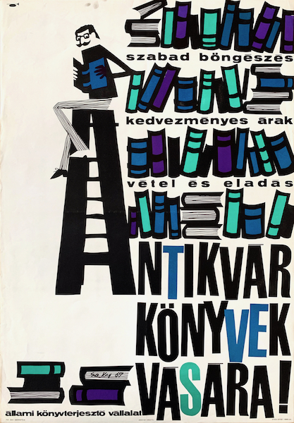 So-Ky - Antiquarian book fair 1967 Hungarian vintage poster