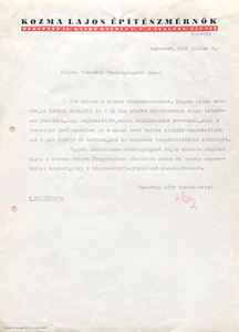 Letter written by Lajos Kozma