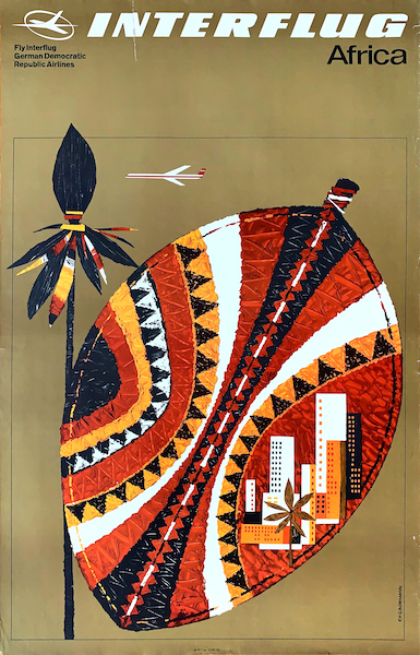 E.G. Bormann - Interflug Africa 1960s vintage German airline travel poster