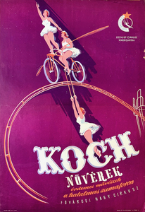 The Koch sisters on the giant semaphor - Capital Circus of Budapest