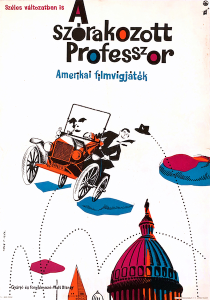 Tibor Zala - Absent-Minded Professor 1962 vintage Hungarian movie poster