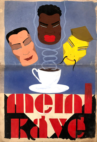 Mariann Preszler - Meinl coffee 1930 vintage Hungarian poster maquette
