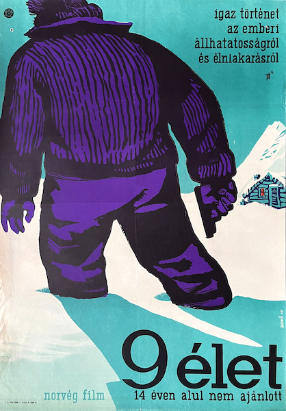Sandor Benko - Nine Lives 1959 vintage Hungarian movie poster Ni Liv Norwegian Film