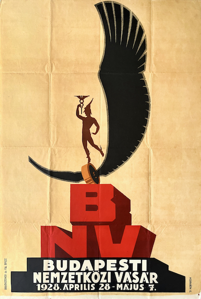 Endre Horvath - Budapest International Fair 1928 vintage Hungarian commercial event advertising poster