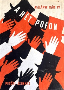 Karoly Aszlanyi: The Seven Slaps - Petofi Theatre - poster maquette